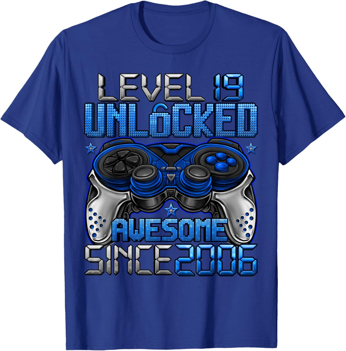 Level 19 Unlocked 19 Year Old Gifts Boys 19th Birthday Boy T-Shirt - T-Shirt | Royal