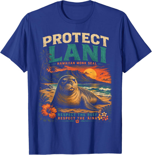 Lani the Monk Seal Protect Hawaiian Reef Respect Lahaina T-Shirt - T-Shirt | Royal