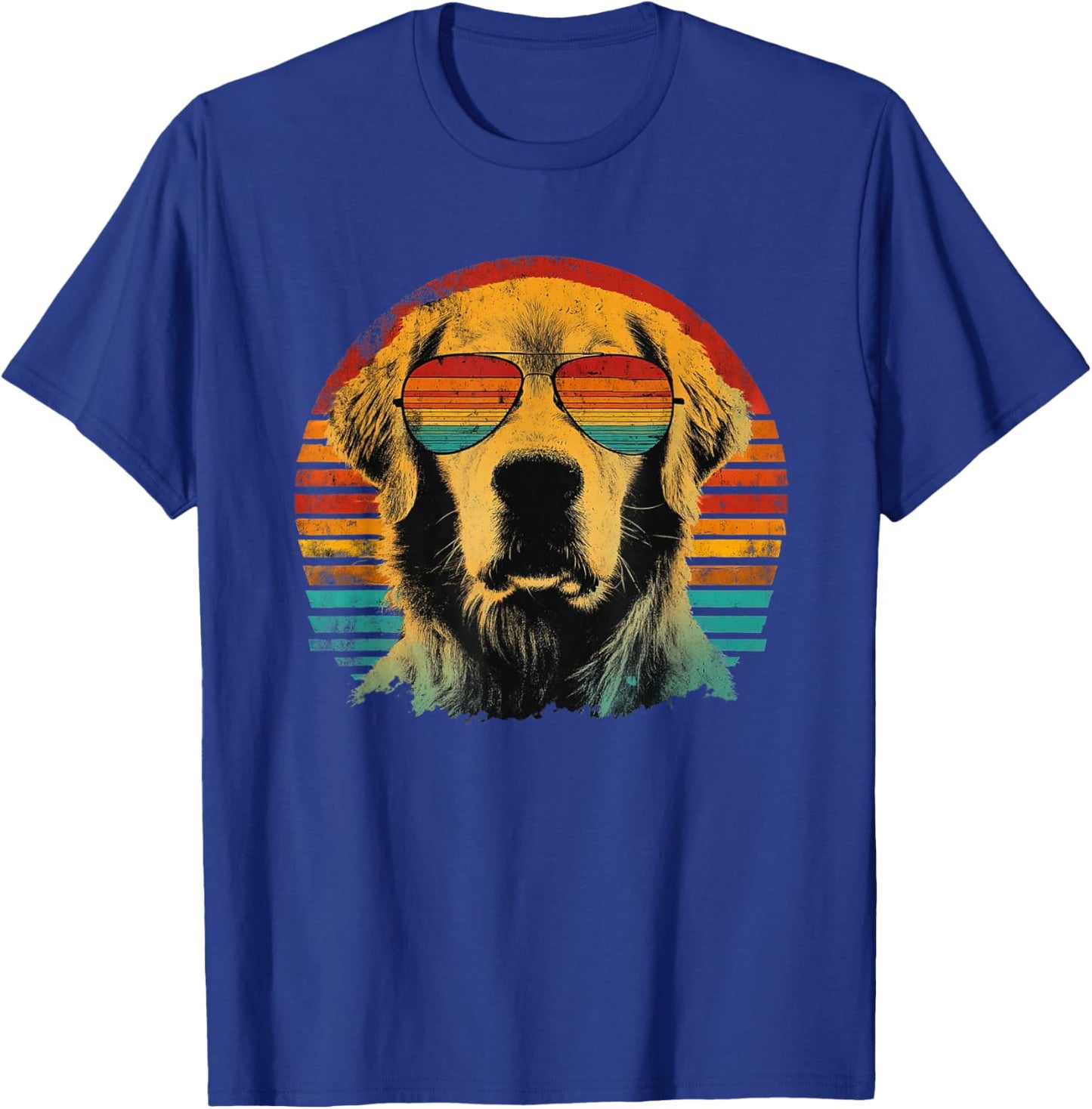 Golden Retriever Papa Coucher de Soleil rétro Fête des pères Amoureux des Chiens T-Shirt - T-Shirt | Royal