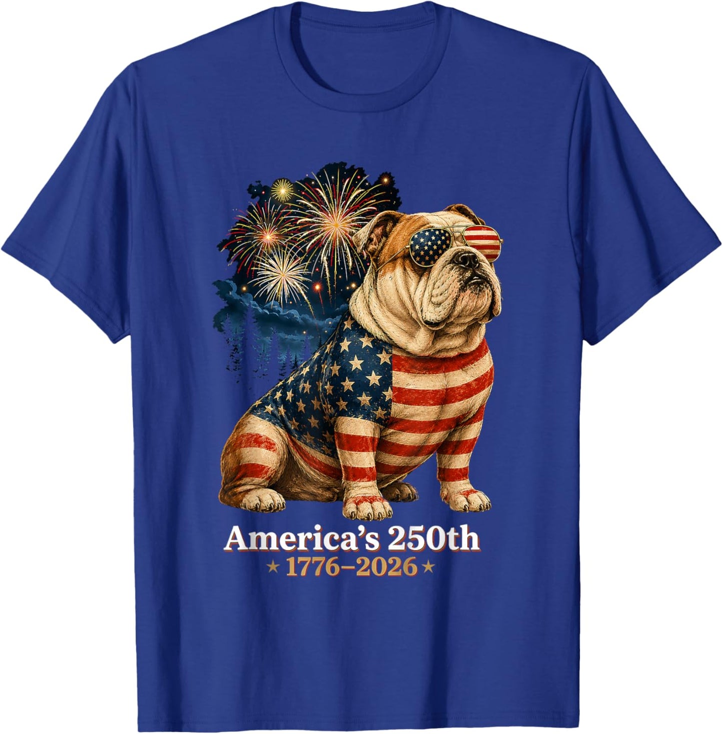 Bulldog America's 250th Anniversary 1776 2026 T-Shirt - T-Shirt | Royal