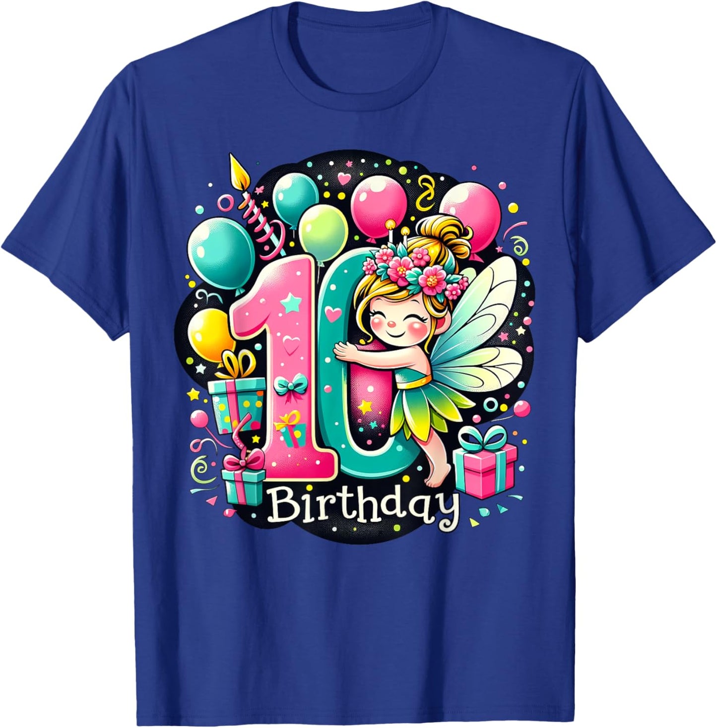 Kids Fairy Theme tenth Bday Party 10th Fairy Birthday T-Shirt - T-Shirt | Royal