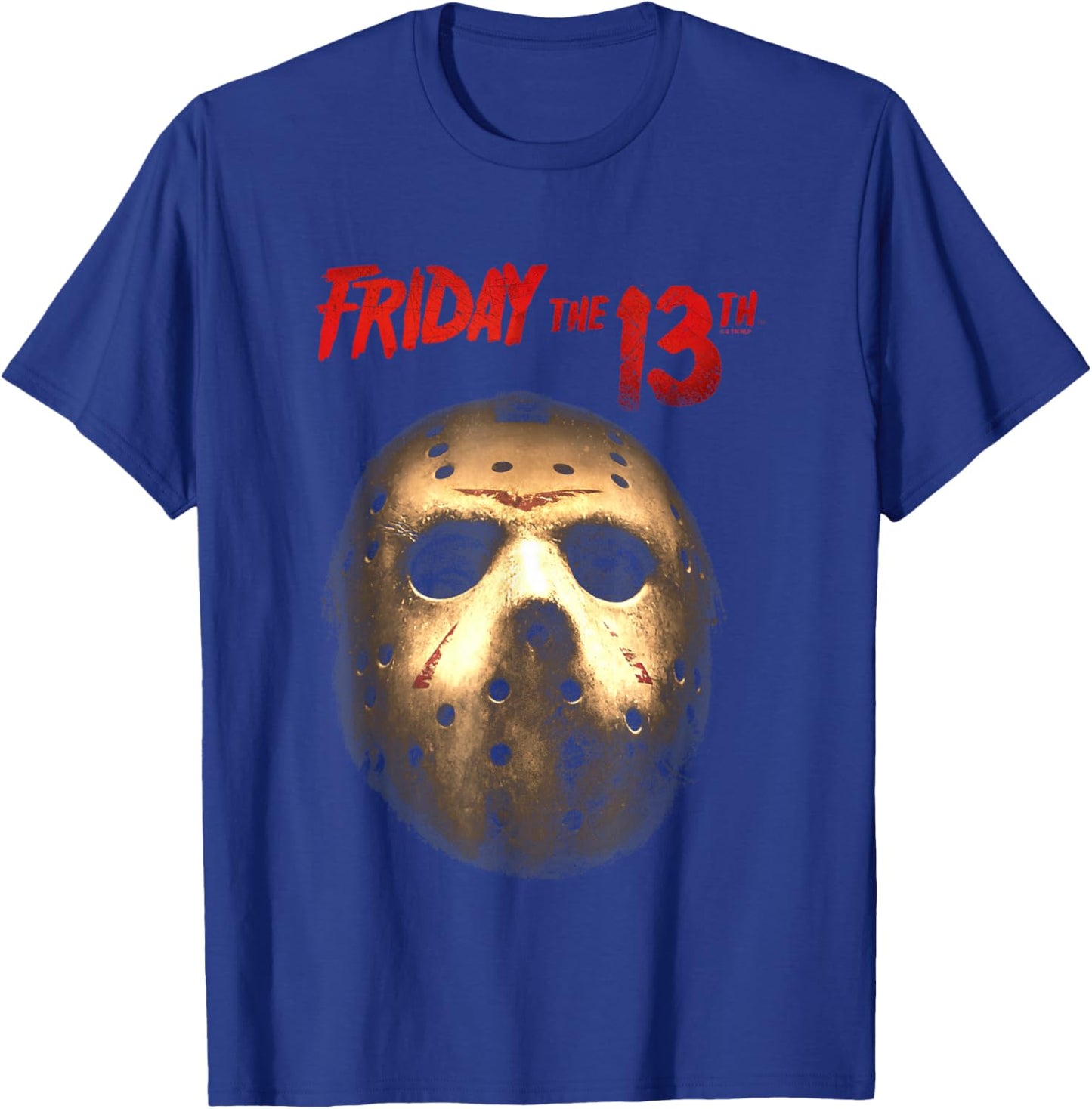 Friday The 13th Jason Voorhees Hockey Mask Distressed T-Shirt - T-Shirt | Royal