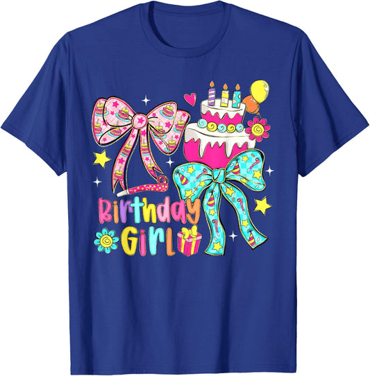 Happy Birthday Pink Coquette Bow Birthday Girl Women Kid T-Shirt - T-Shirt | Royal