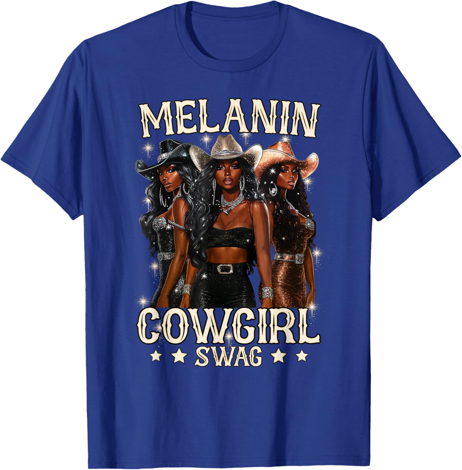 Melanin Cowgirl Swag Black History Month African Black Women T-Shirt - T-Shirt | Royal