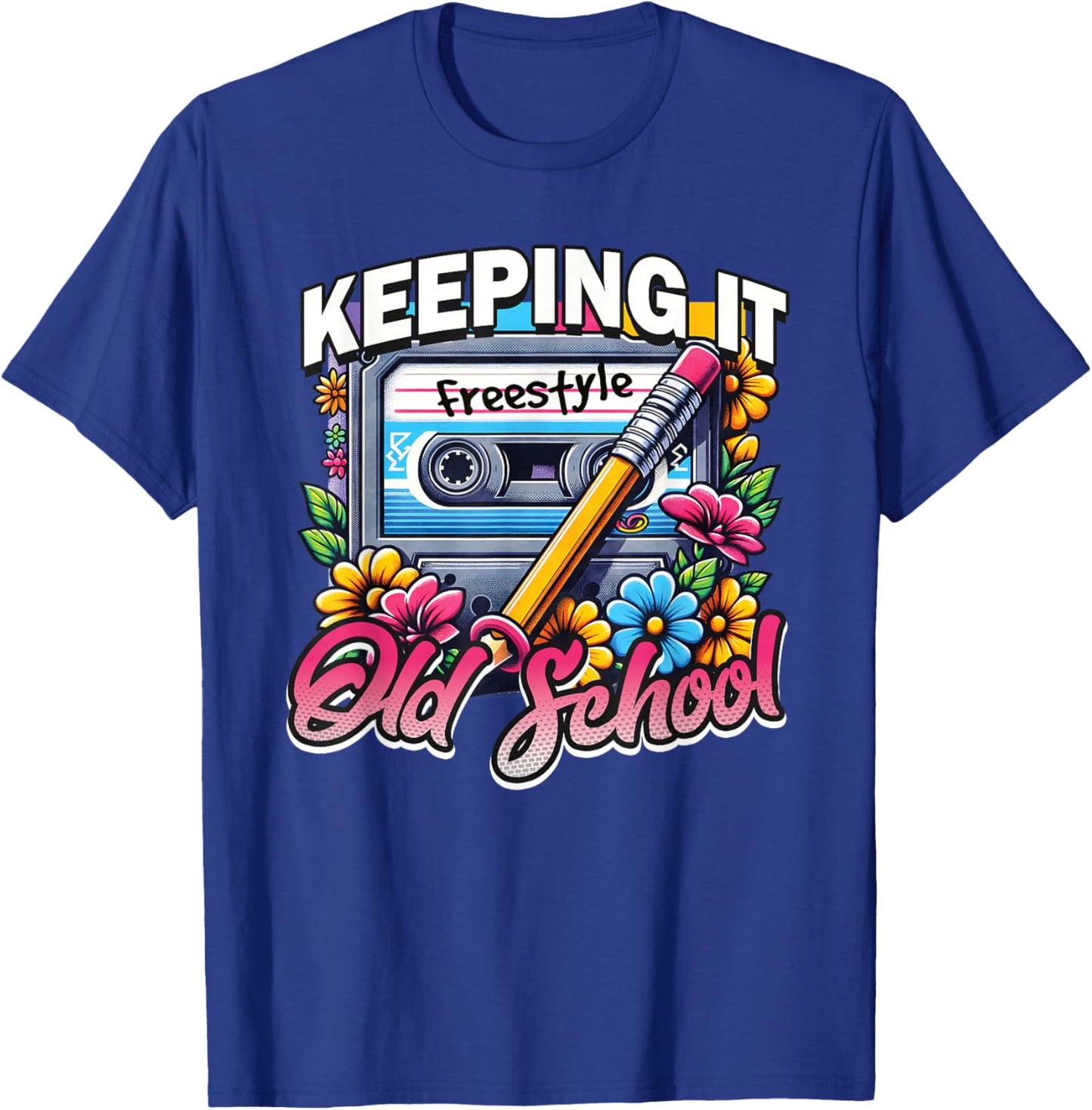 Keeping It Old School 80s Freestyle Cassette Design T-Shirt - T-Shirt | Royal