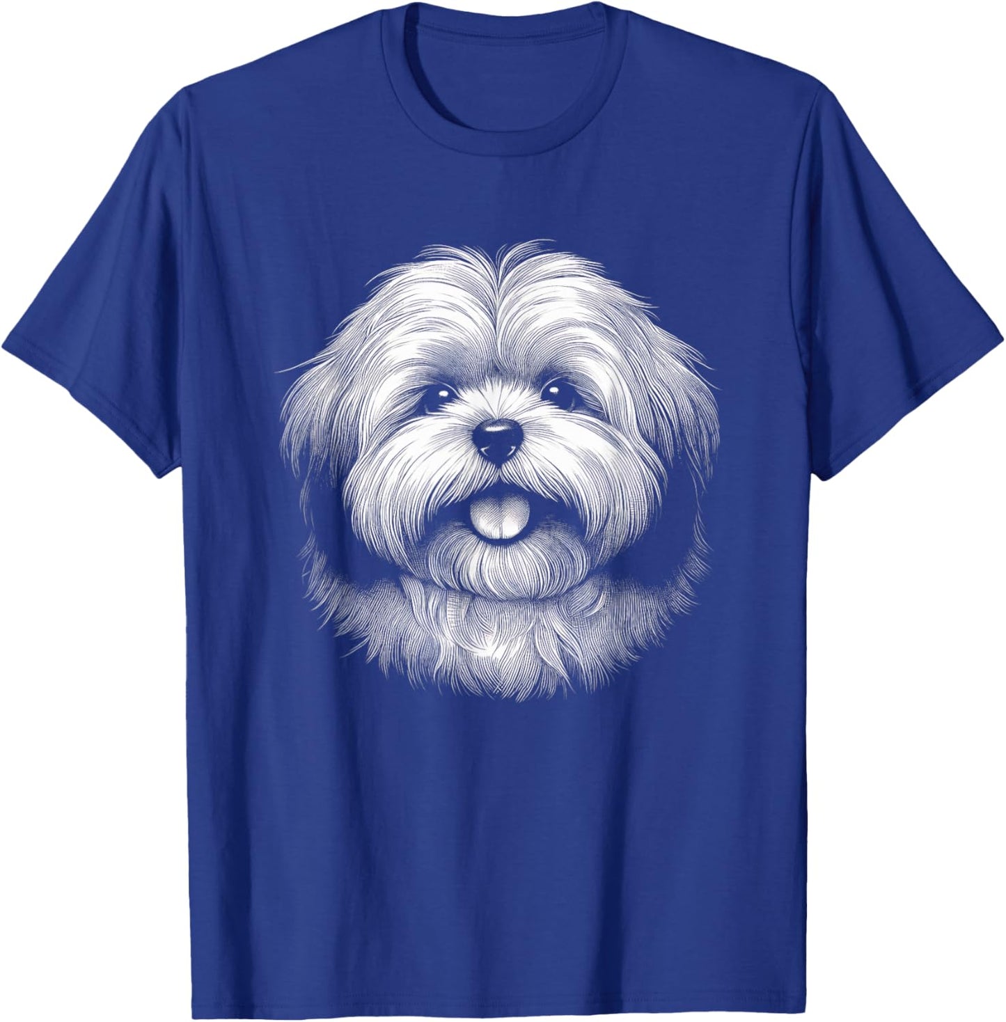 Lhasa Apso Dog Face Art Design and Men T-Shirt - T-Shirt | Royal