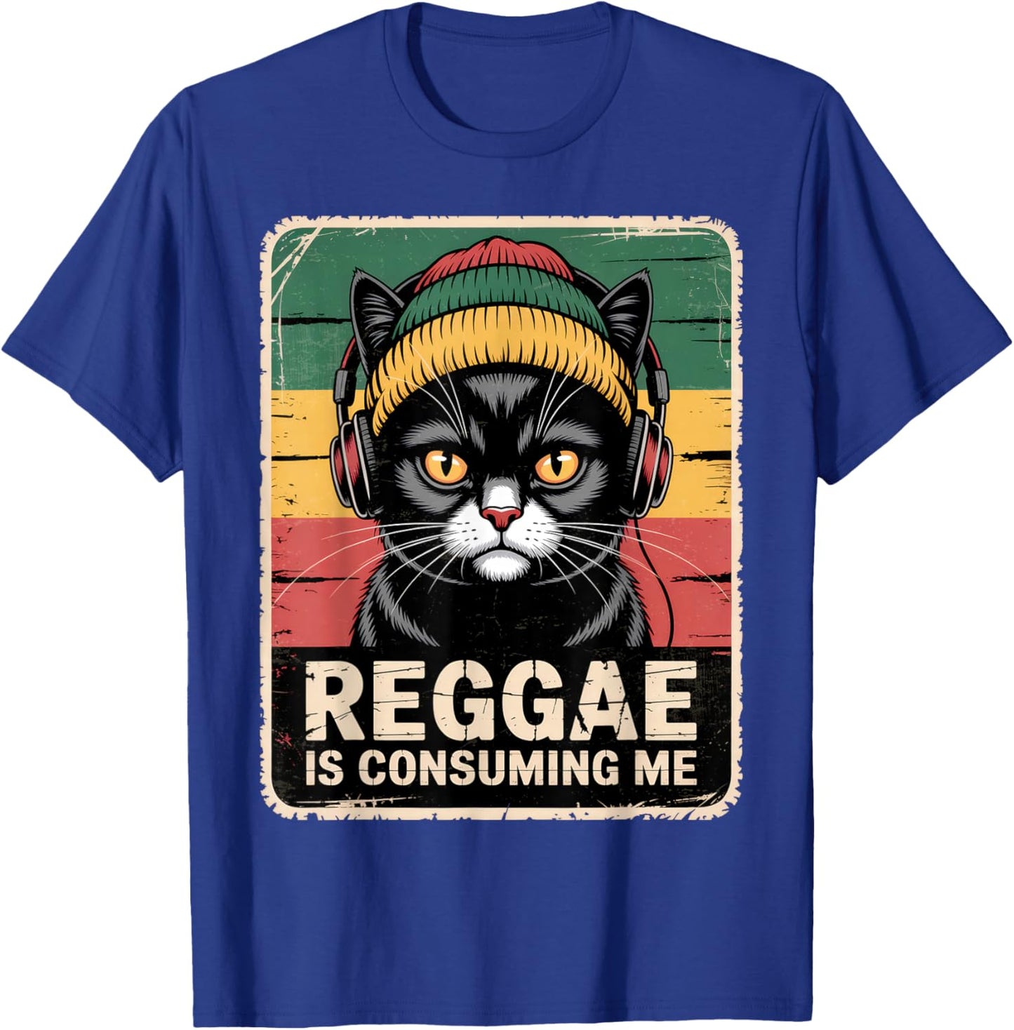 Funny Cat Shirt Women Men Kids Jamaican Reggae Music Meme T-Shirt - T-Shirt | Royal