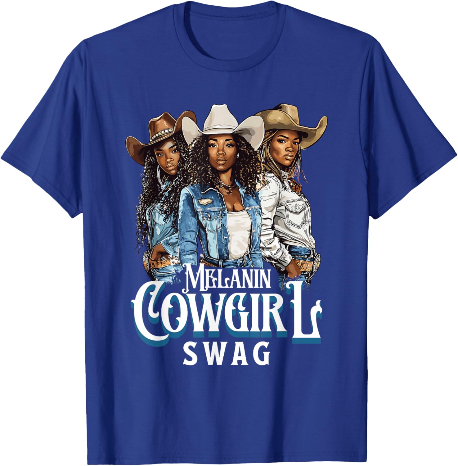Melanin Cowgirl Swag African American History Western Rodeo T-Shirt - T-Shirt | Royal