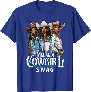 Melanin Cowgirl Swag African American History Western Rodeo T-Shirt - T-Shirt | Royal