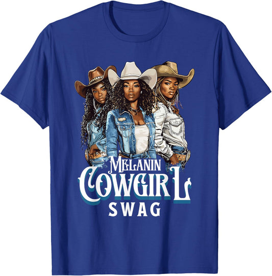 Melanin Cowgirl Swag African American History Western Rodeo T-Shirt - T-Shirt | Royal