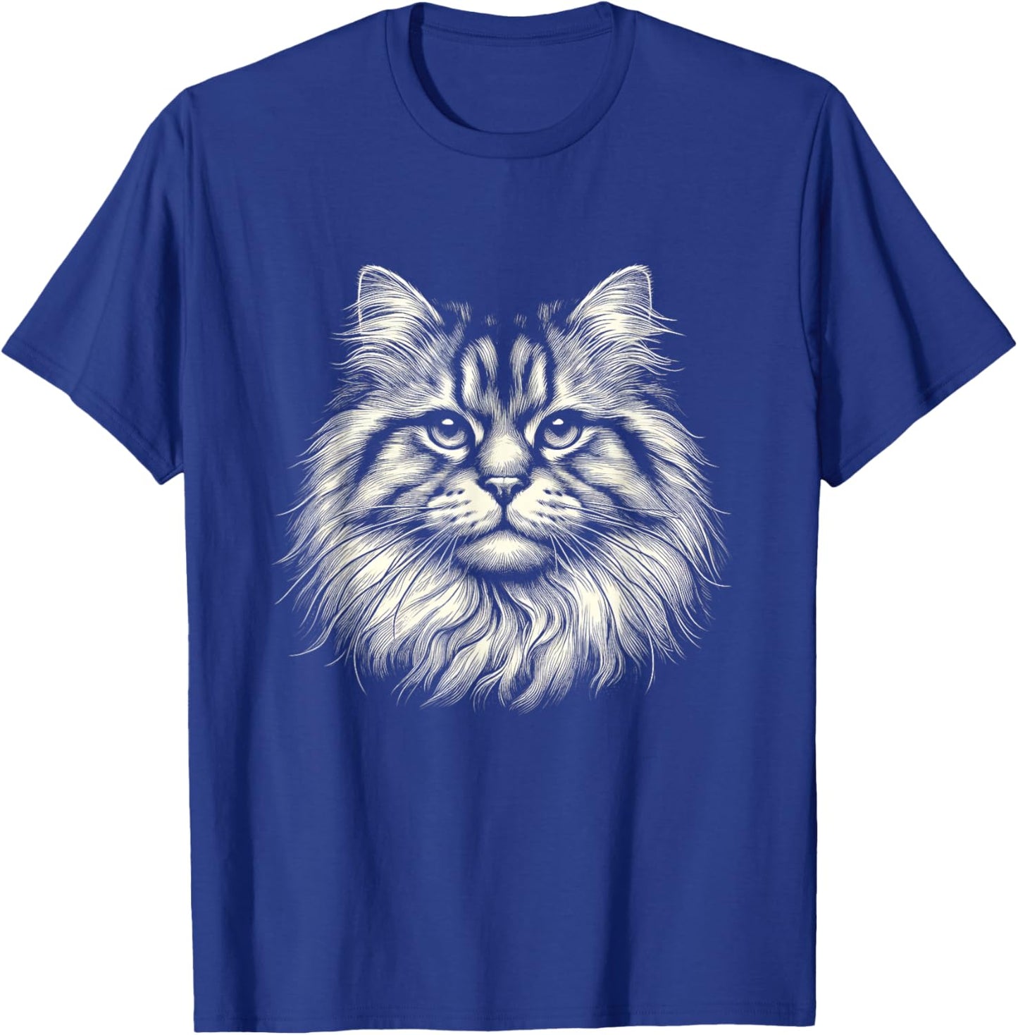 Vintage Siberian Cat Face Graphic Art Design Men Women T-Shirt - T-Shirt | Royal