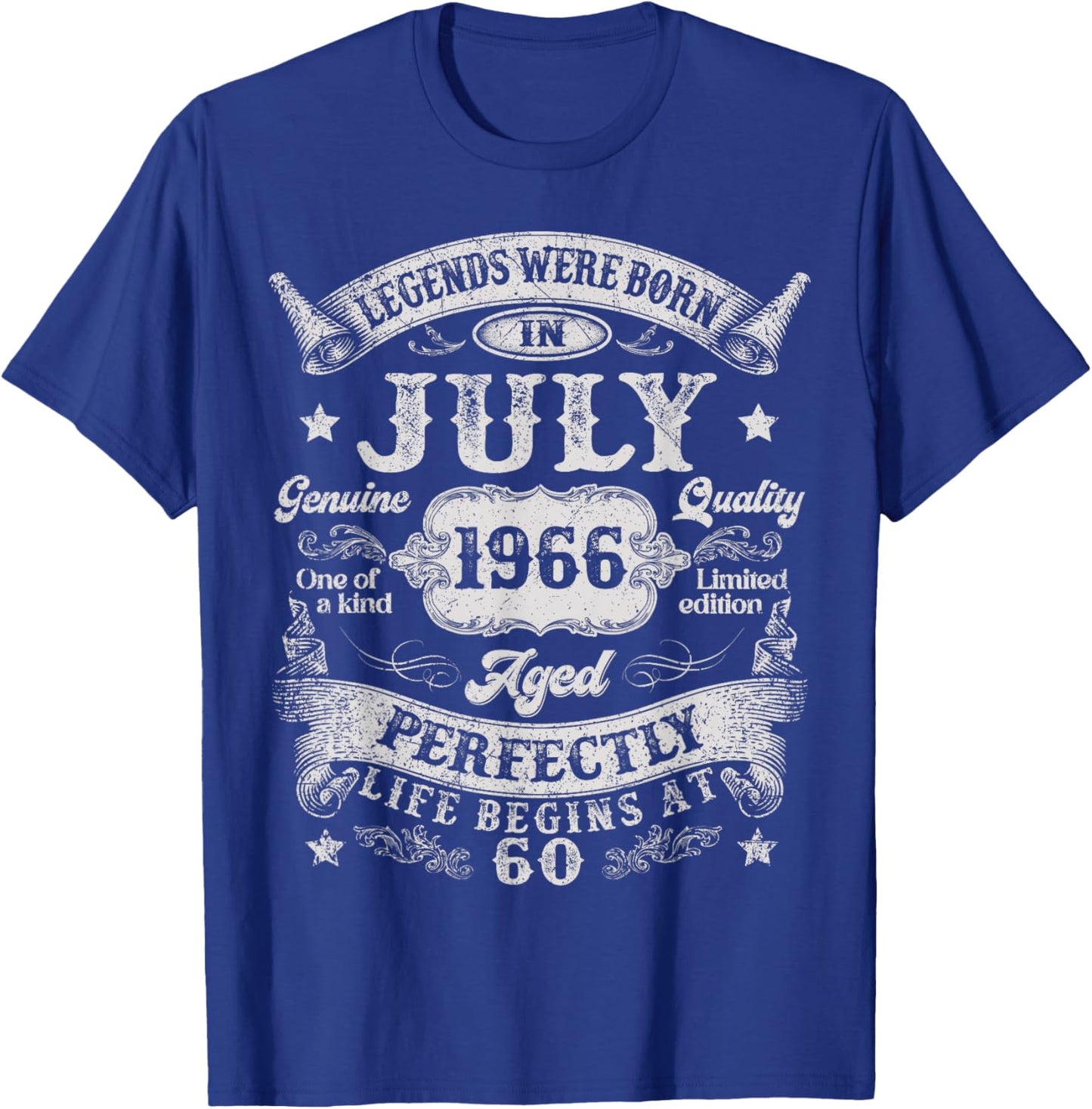 Legends were Born in July 1966 60th Birthday Men Dad Vintage T-Shirt - T-Shirt | Royal