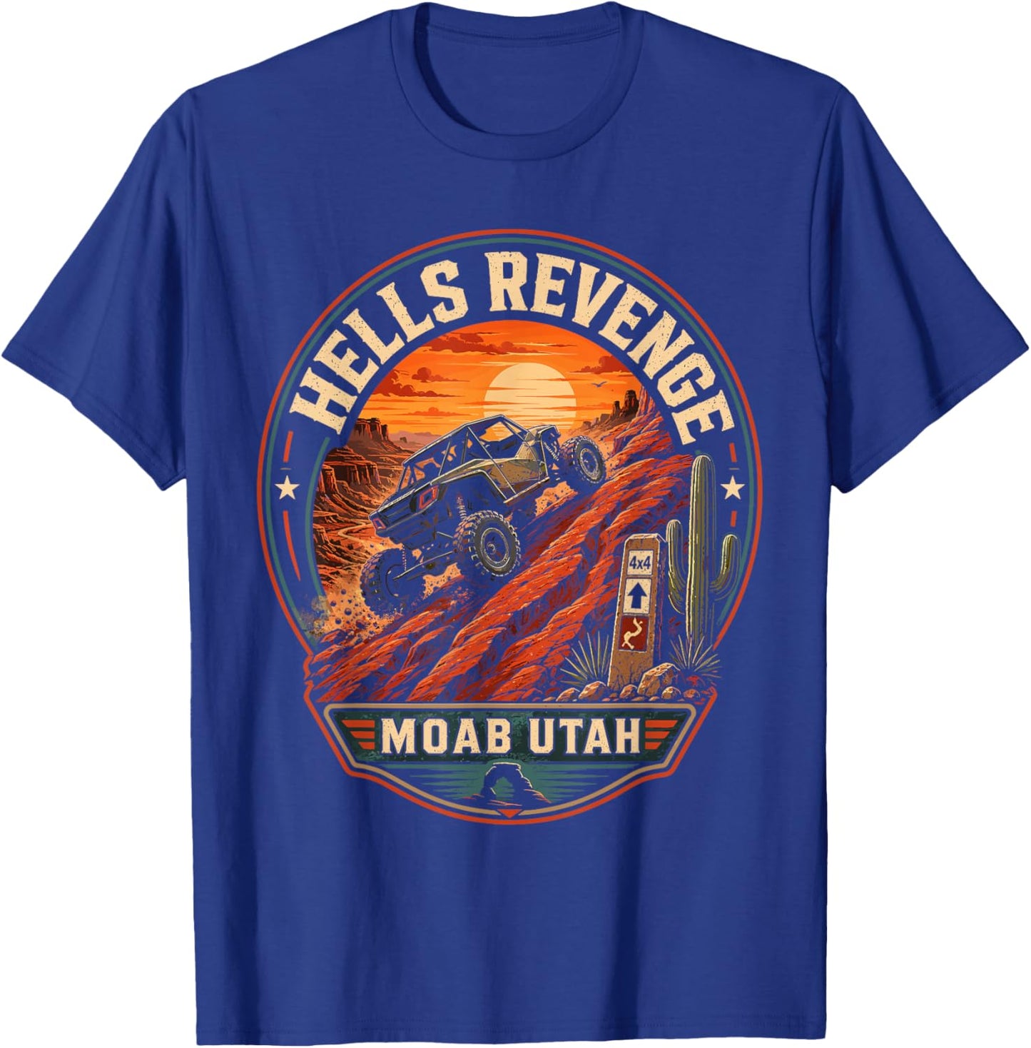 Hell's Revenge Moab Utah Offroad Badge Adventure T-Shirt - T-Shirt | Royal