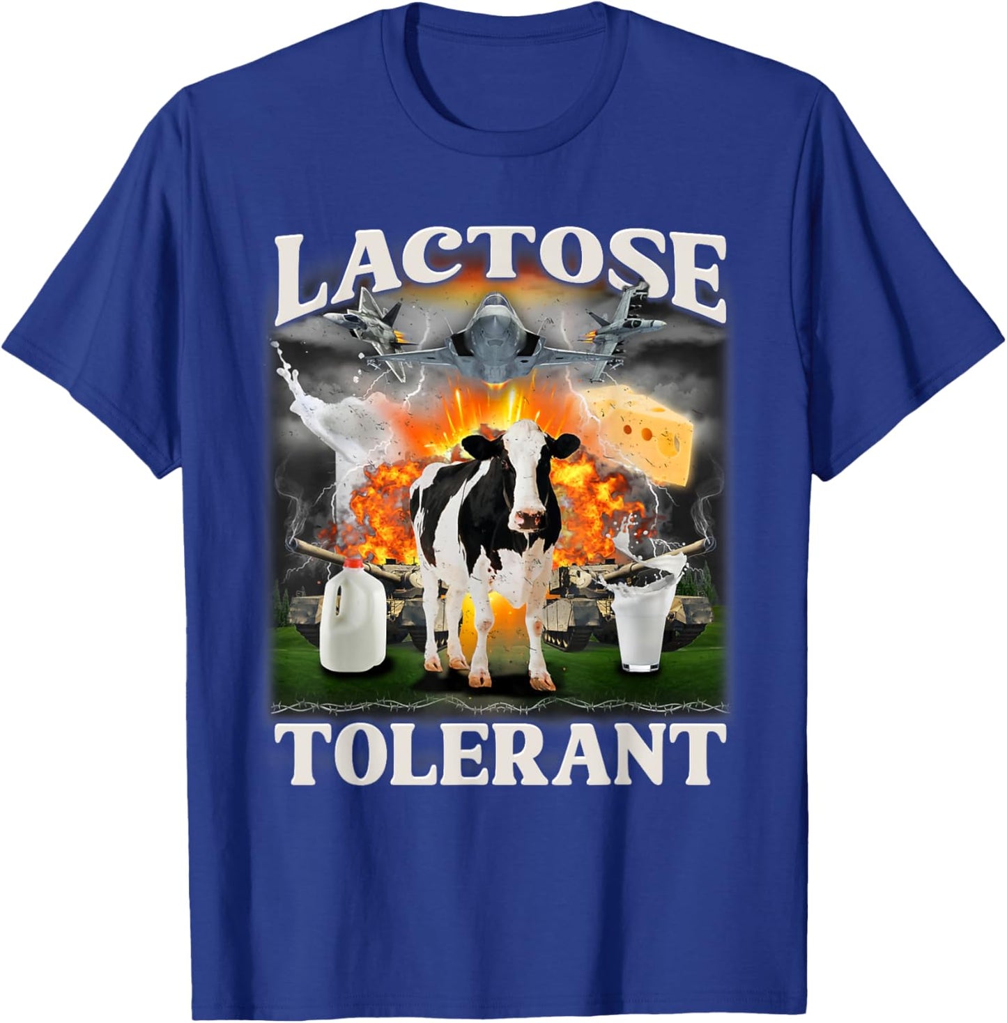 Lactose Tolerant Cow Milk Cow Apparel Farmers T-Shirt - T-Shirt | Royal