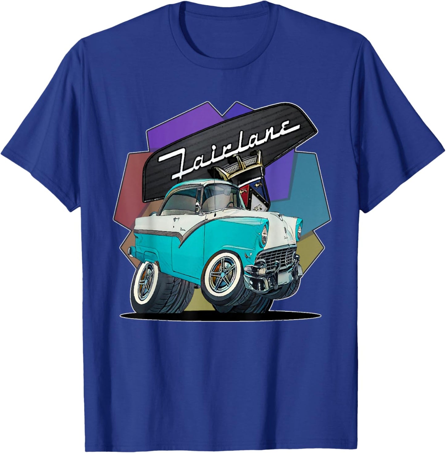1956 56 Fairlane, Classic Car Art T-Shirt - T-Shirt | Royal