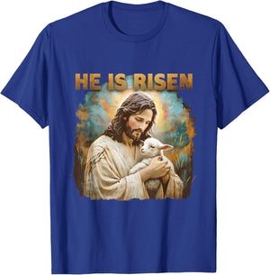 Jesus The Lamb Of God Happy Easter Christian He Is Risen T-Shirt - T-Shirt | Royal