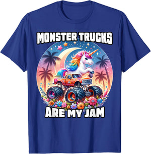 Monster Trucks Are My Jam Unicorn Girls Kids Youth Toddlers T-Shirt - T-Shirt | Royal