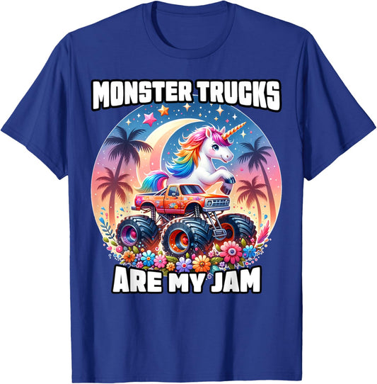 Monster Trucks Are My Jam Unicorn Girls Kids Youth Toddlers T-Shirt - T-Shirt | Royal