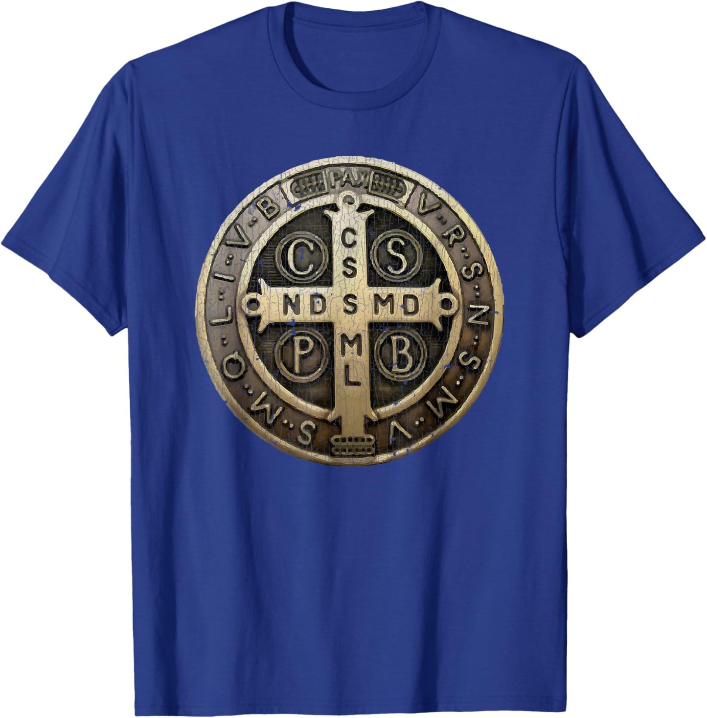 Vintage Retro St. Benedict Medal Saint Benedict Cross Cathol T-Shirt - T-Shirt | Royal