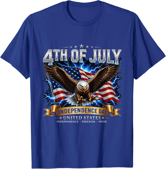 4th of July Shirt Men Patriotic Freedom Independence T-Shirt - T-Shirt | Royal