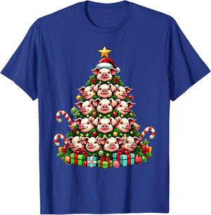Pig Christmas Tree Funny Pig Xmas T-Shirt - T-Shirt | Royal