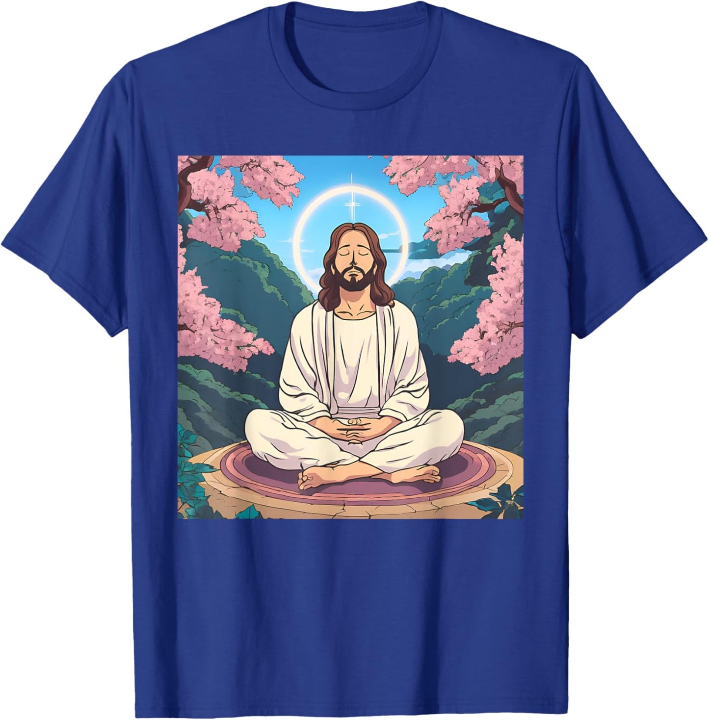 Jesus Meditating As A Buddhist Monk Meditation Anime T-Shirt - T-Shirt | Royal