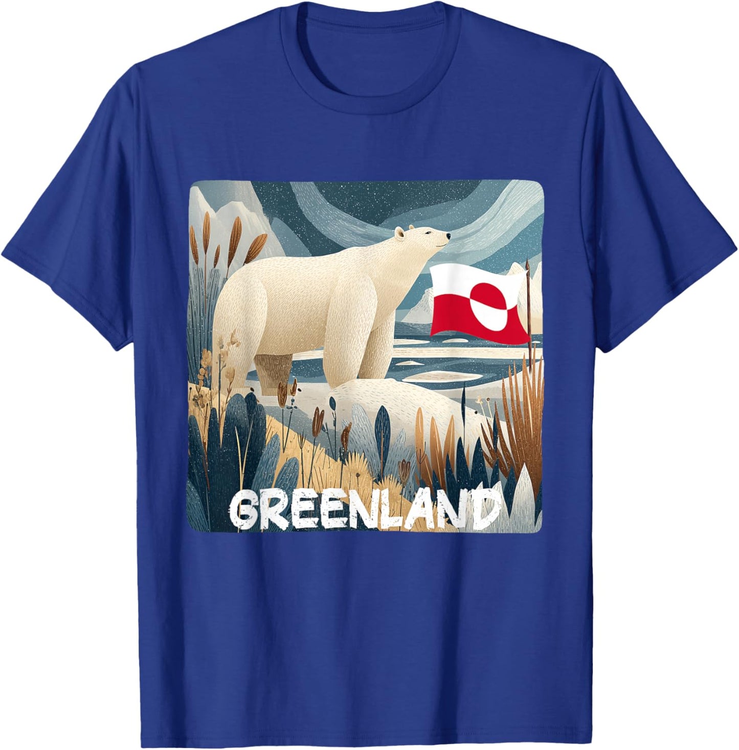 Stunning Greenland Ice Bear with Nature and Flag T-Shirt - T-Shirt | Royal