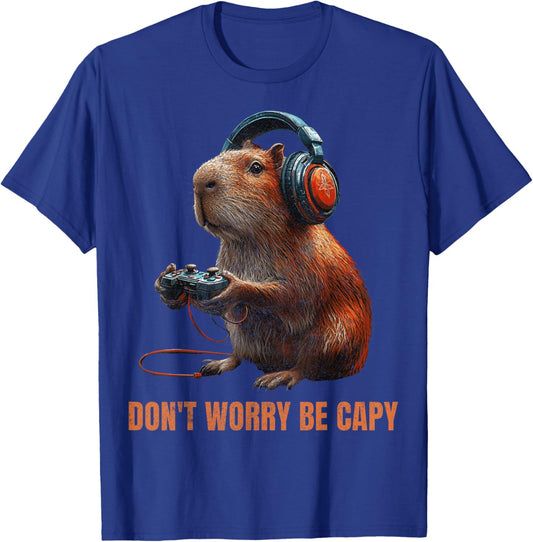 Capybara Don'T Worry Be Capy Video Game Funny Retro Vintage T-Shirt - T-Shirt | Royal