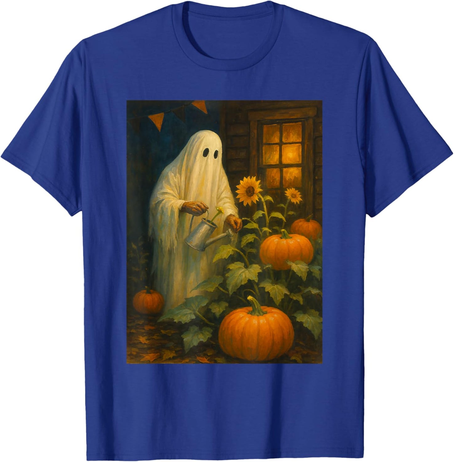 Vintage Floral Ghost Halloween Ghost in The Forest Gothic T-Shirt - T-Shirt | Royal