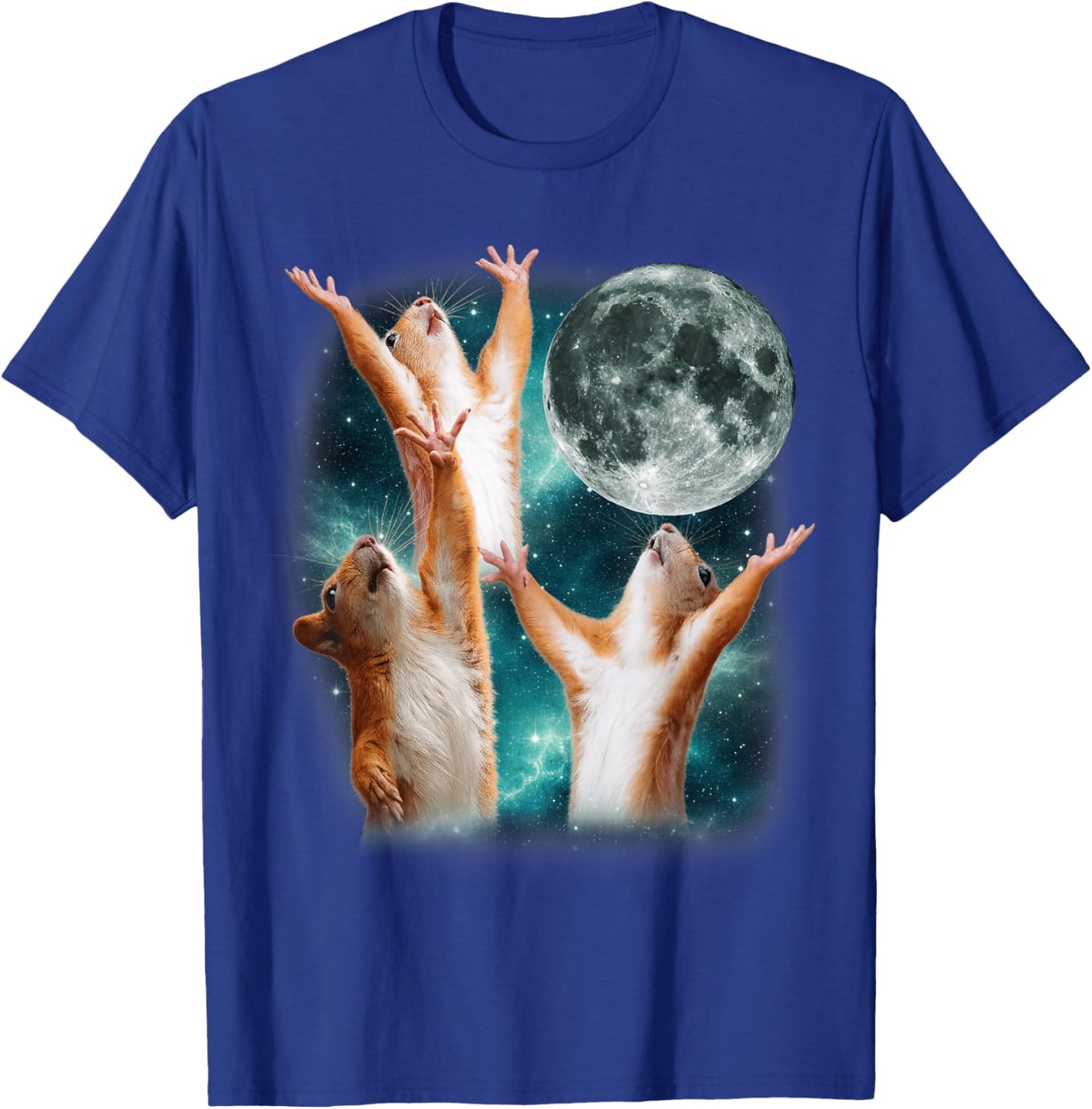 Funny Squirrel Moon Cute 3 Squirrel in The Night Weird Meme T-Shirt - T-Shirt | Royal