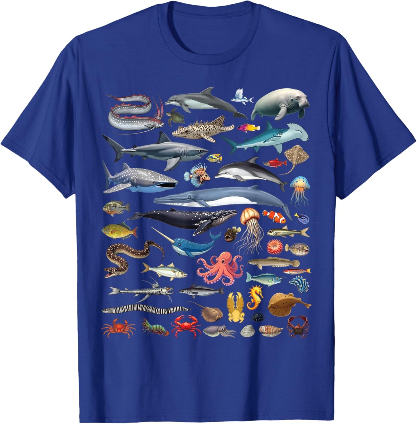 Ocean Creatures Collection Marine Life Sea Animals T-Shirt - T-Shirt | Royal