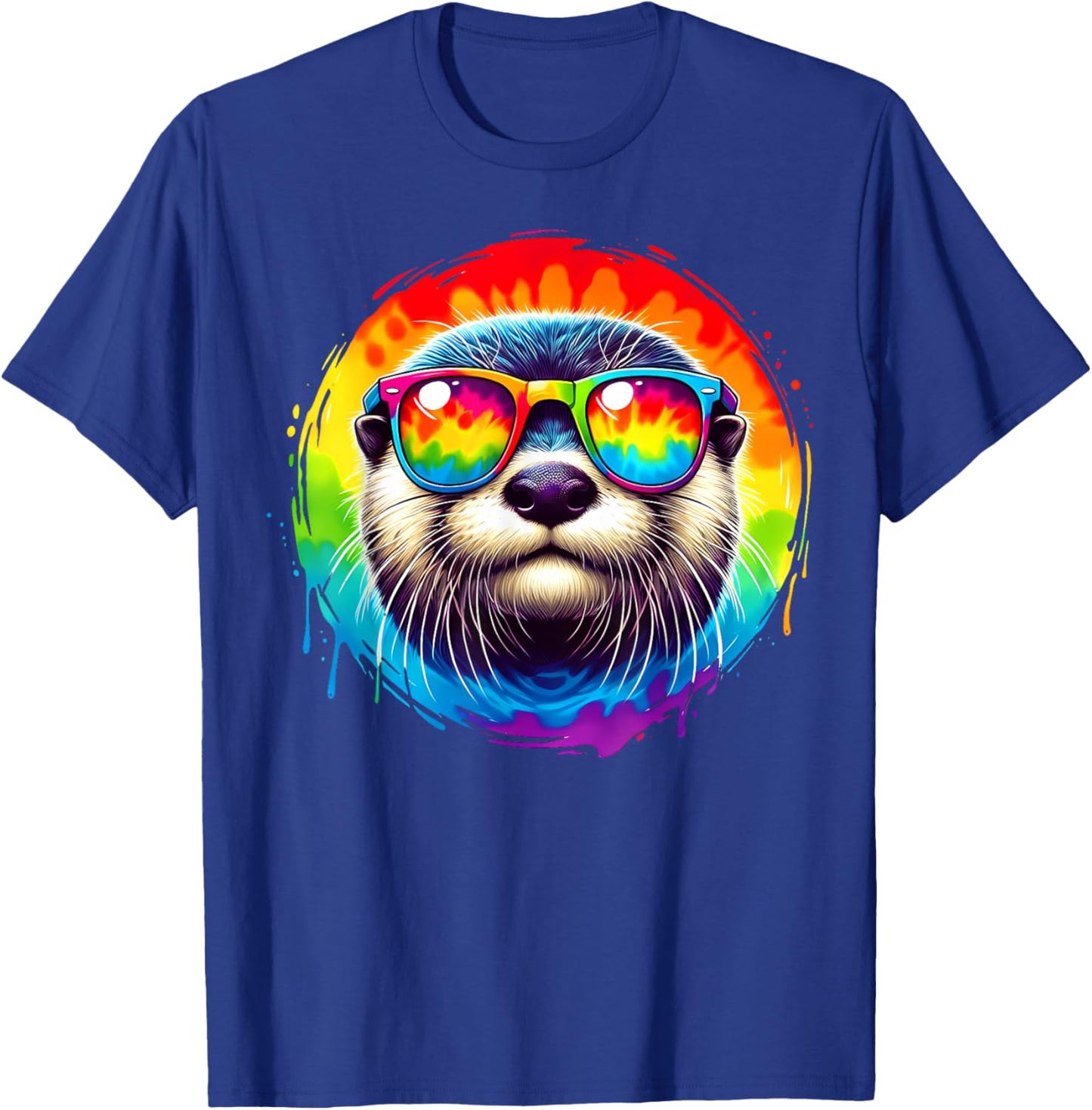 Cool Tie Dye Sunglasses Otter Illustration Art T-Shirt - T-Shirt | Royal