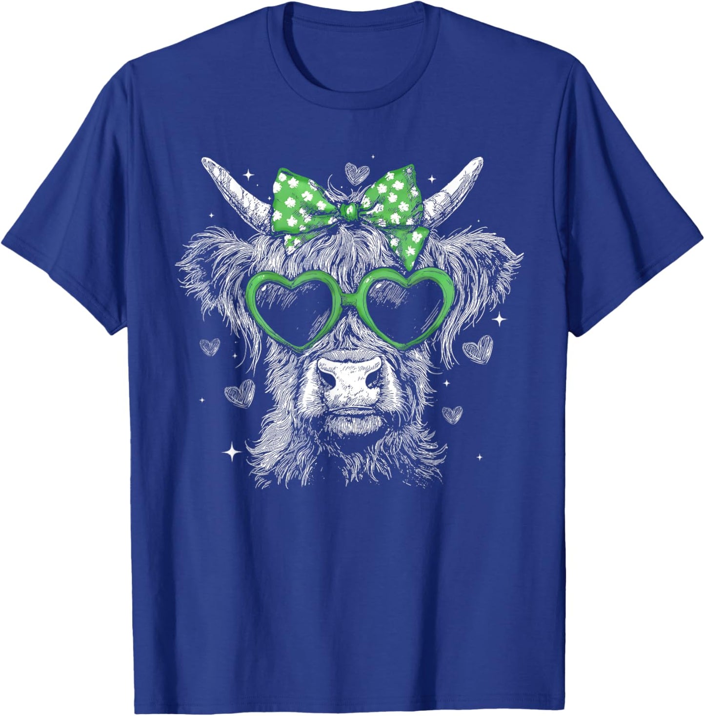 Highland Cattle Cow Lucky Shamrock Irish St.Patrick's Day T-Shirt - T-Shirt | Royal