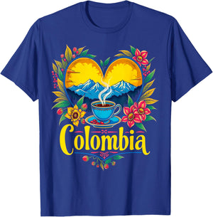 Colombia Coffee Mountains Heart T-Shirt - T-Shirt | Royal