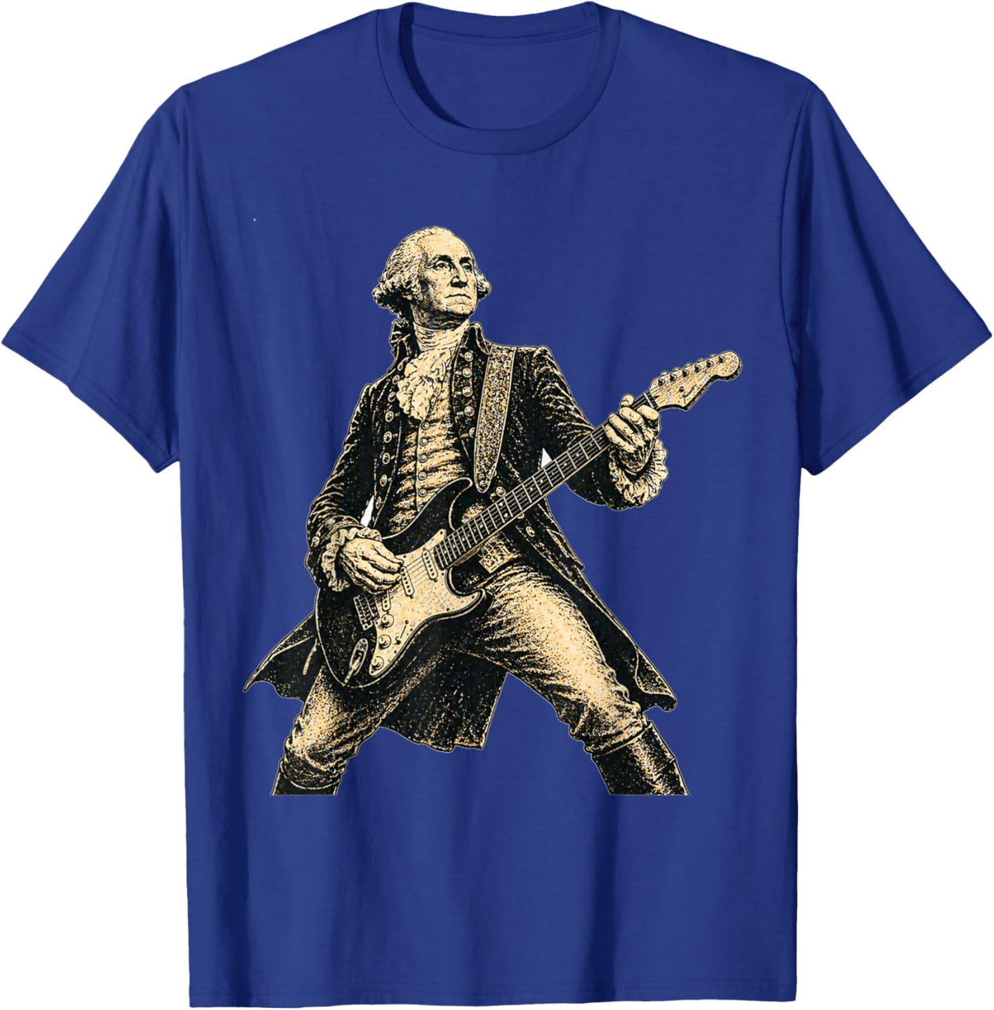 George Washington Playing Electric Guitar Fun Retro Rocker T-Shirt - T-Shirt | Royal