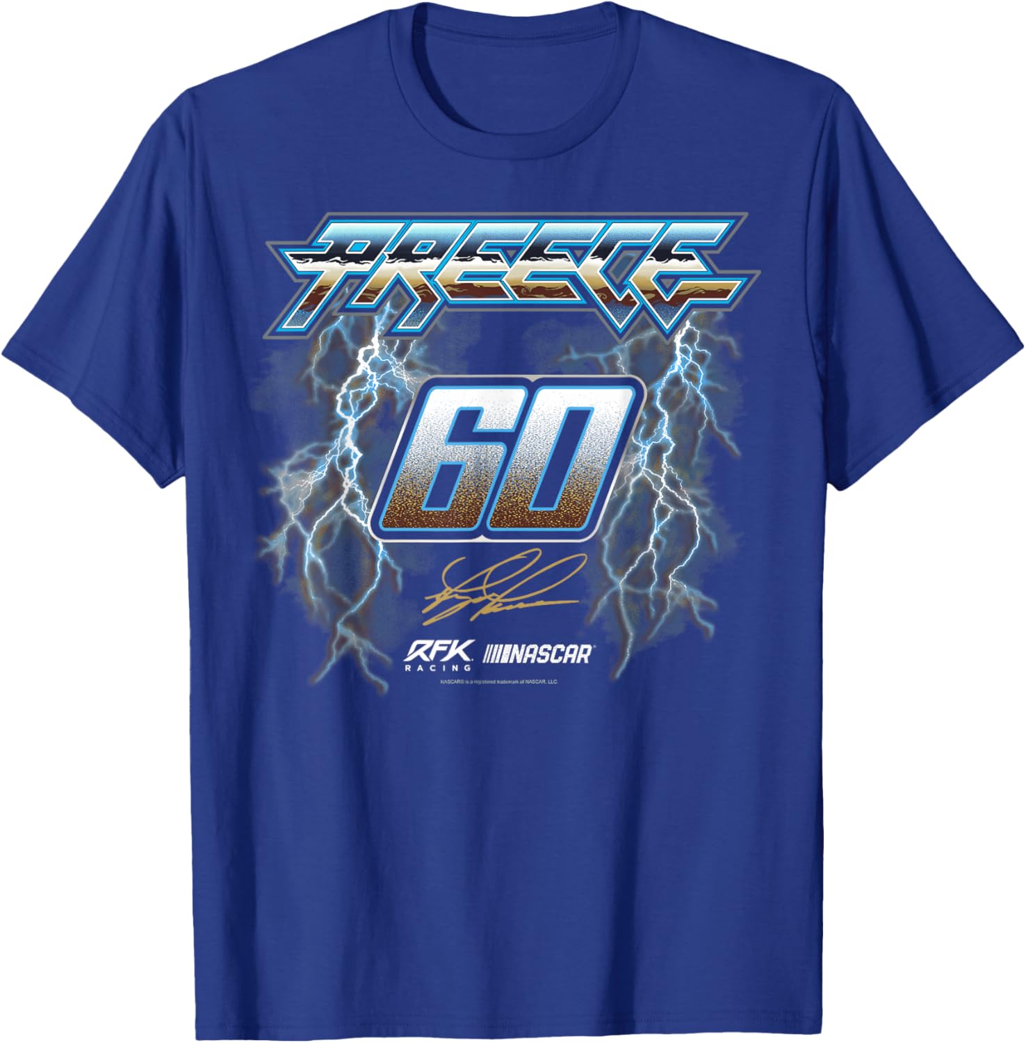 NASCAR Ryan Preece No 60 RFK Racing Signature Lightning T-Shirt - T-Shirt | Royal