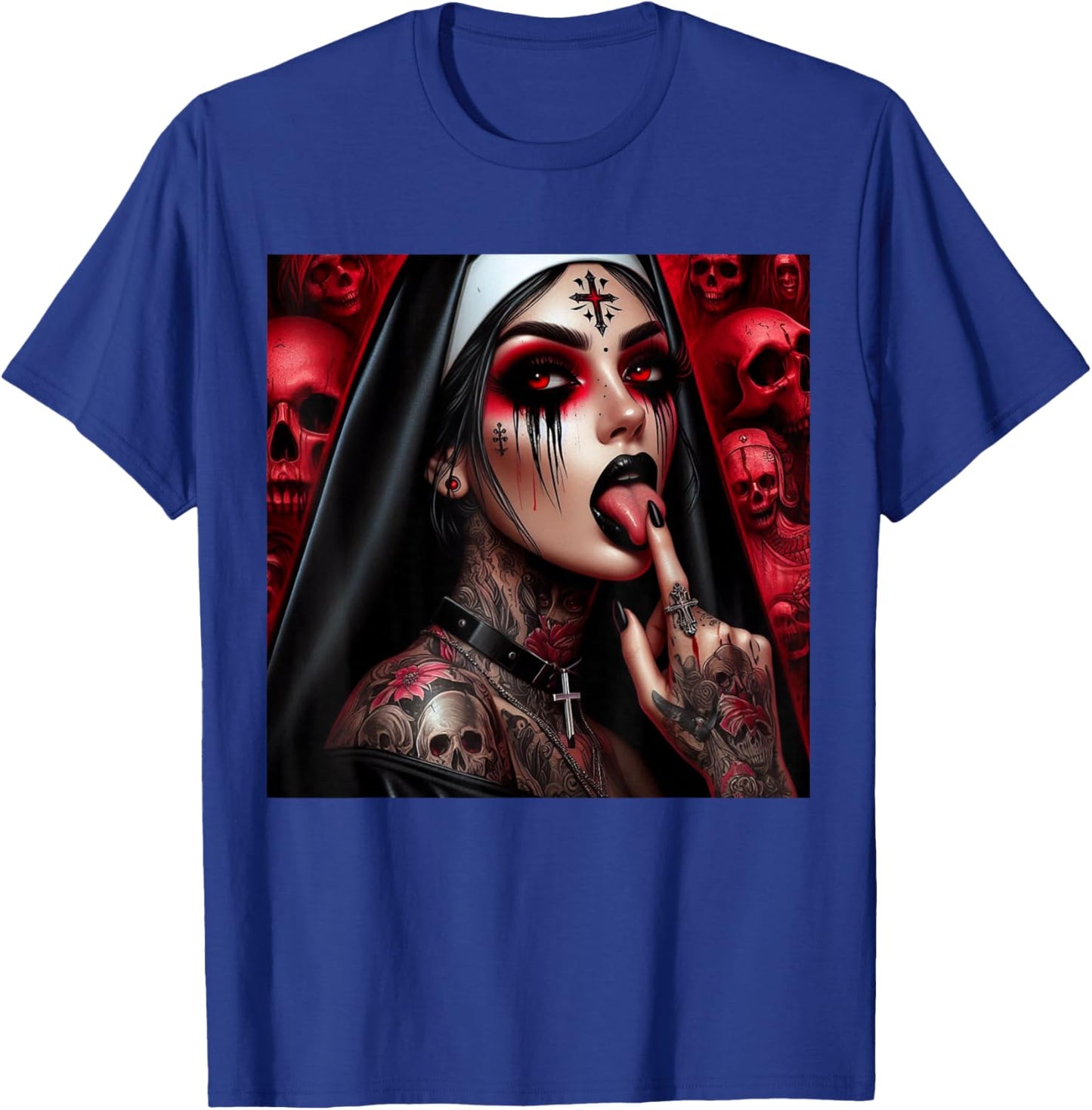 Gothic Aesthetic Occult Unholy Grunge Emo Punk Nun T-Shirt - T-Shirt | Royal