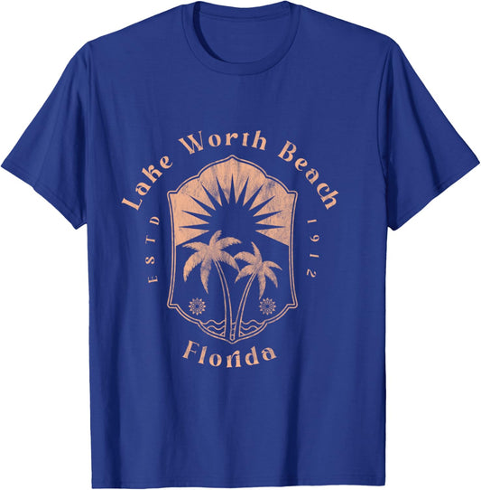 Lake Worth Beach Florida Retro Surfer Vintage Beach T-Shirt - T-Shirt | Royal