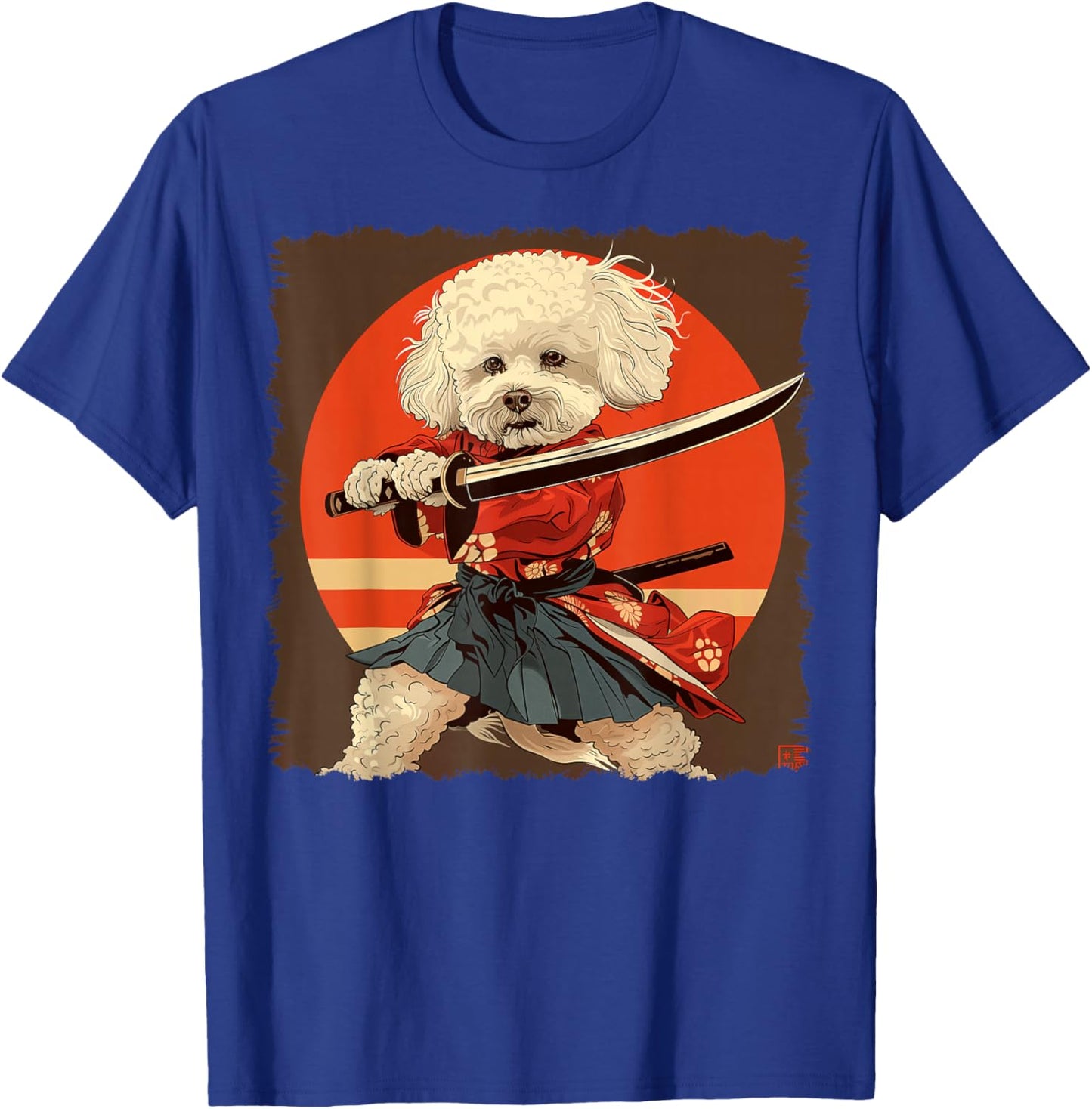 Bichon Frise Dog Japanese Art Samurai Ukiyo-e Vintage T-Shirt - T-Shirt | Royal