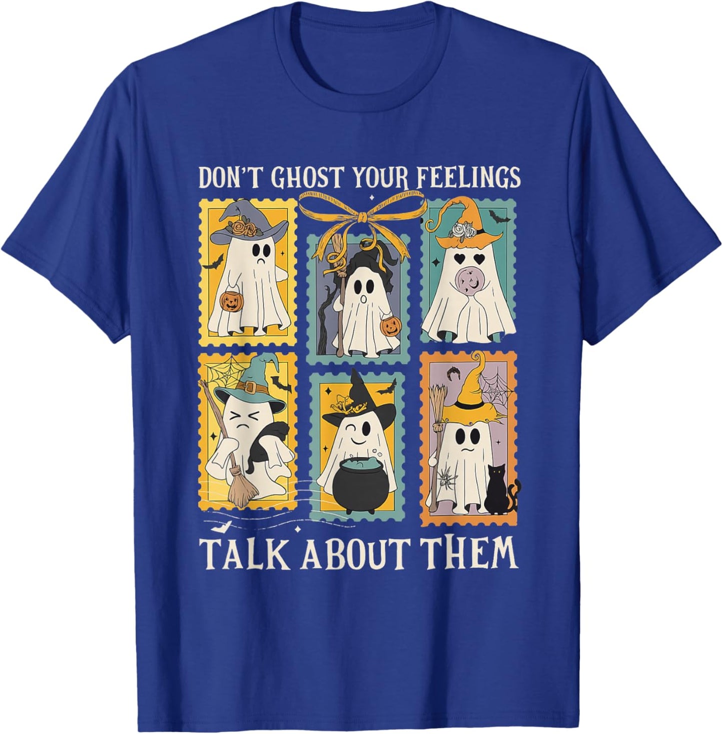 Retro Halloween Mental Health Don't Ghost Your Feelings T-Shirt - T-Shirt | Royal
