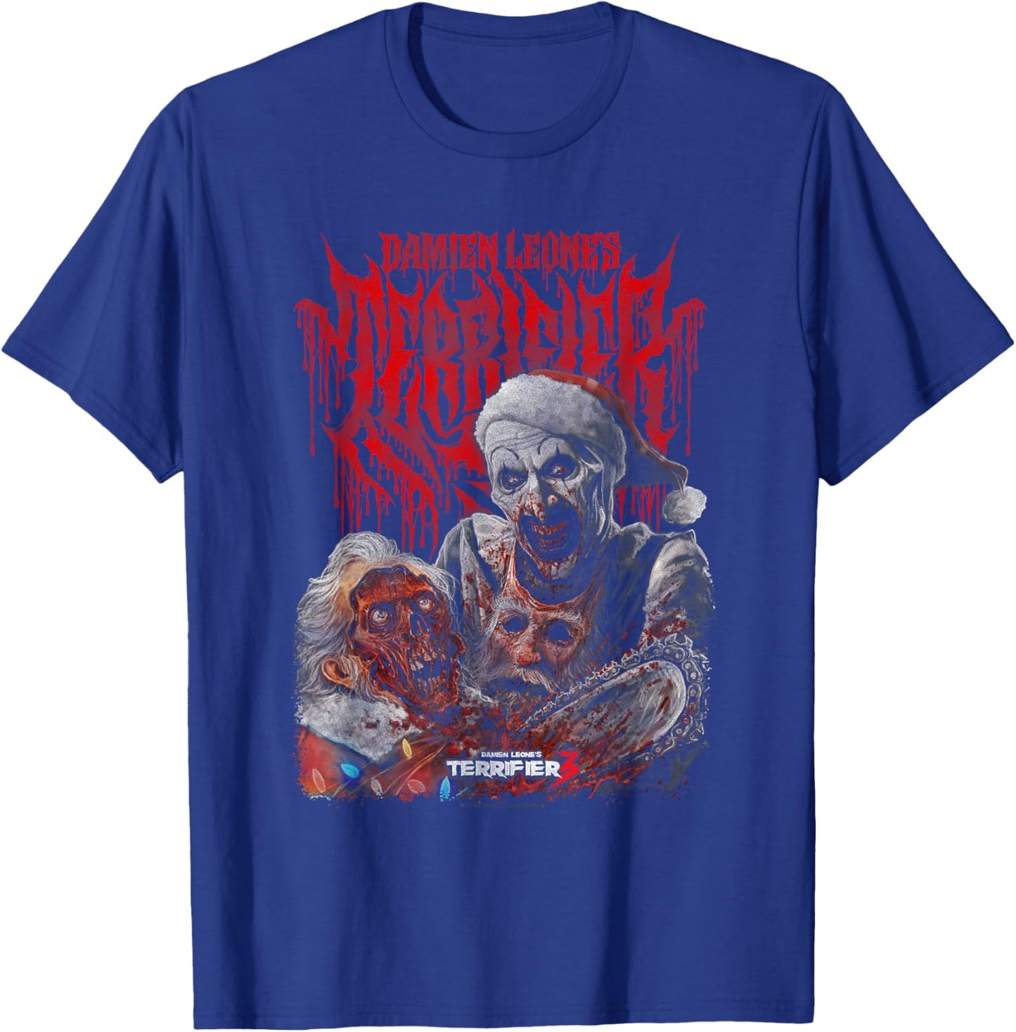 Terrifier 3 Bloody Art the Clown Chainsaw Christmas Horror T-Shirt - T-Shirt | Royal