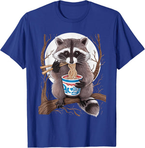 Raccoon Eating Instant Noodle Cup Funny Women Men Kids T-Shirt - T-Shirt | Royal