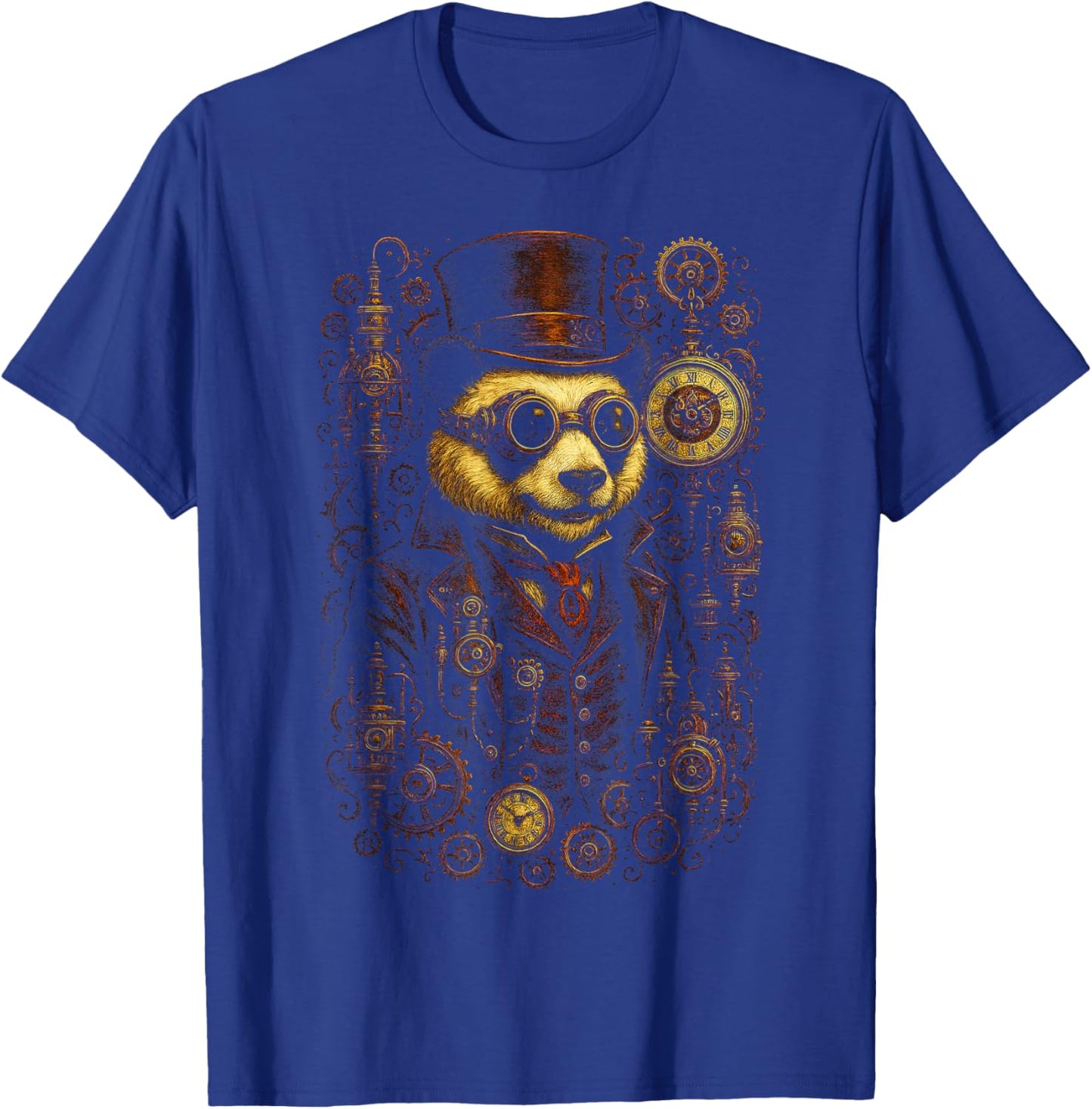 Steampunk Panda - Vintage Clockwork Retro T-Shirt - T-Shirt | Royal