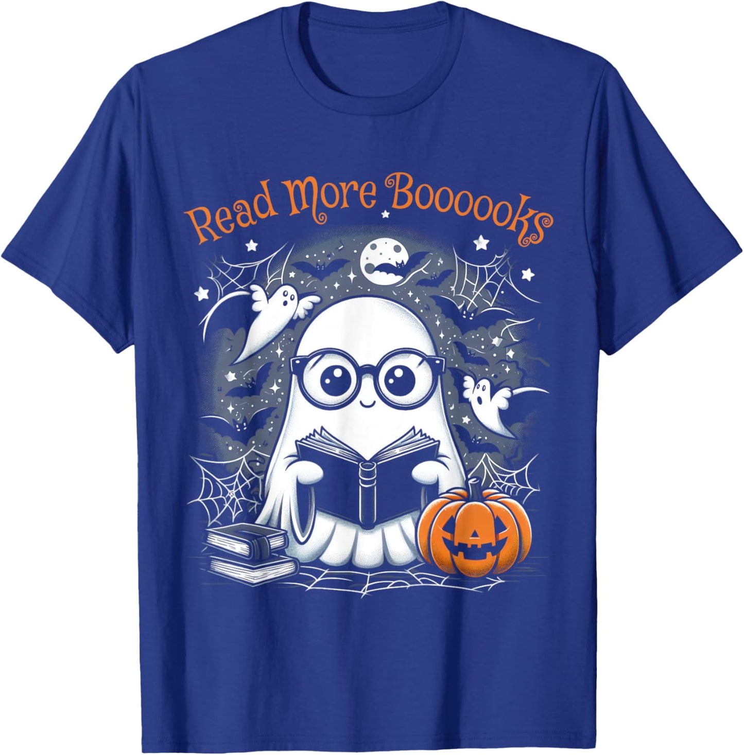 Read More Books Ghosts Cute Women Halloween Teachers T-Shirt - T-Shirt | Royal