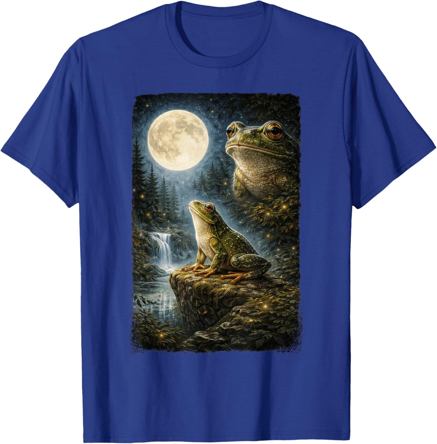 Funny Frog Art Design Frog Howling at The Moon T-Shirt - T-Shirt | Royal