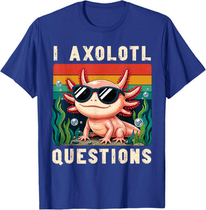 I Axolotl Questions Adults Youth Kids Retro Axolotl T-Shirt - T-Shirt | Royal