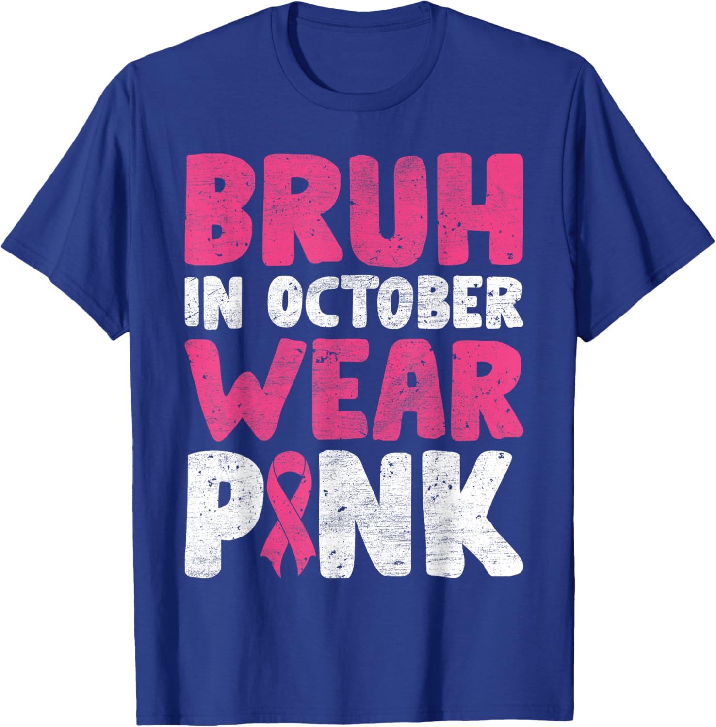 Breast Cancer Shirts for Kids Boys Bruh In October Wear Pink T-Shirt - T-Shirt | Royal