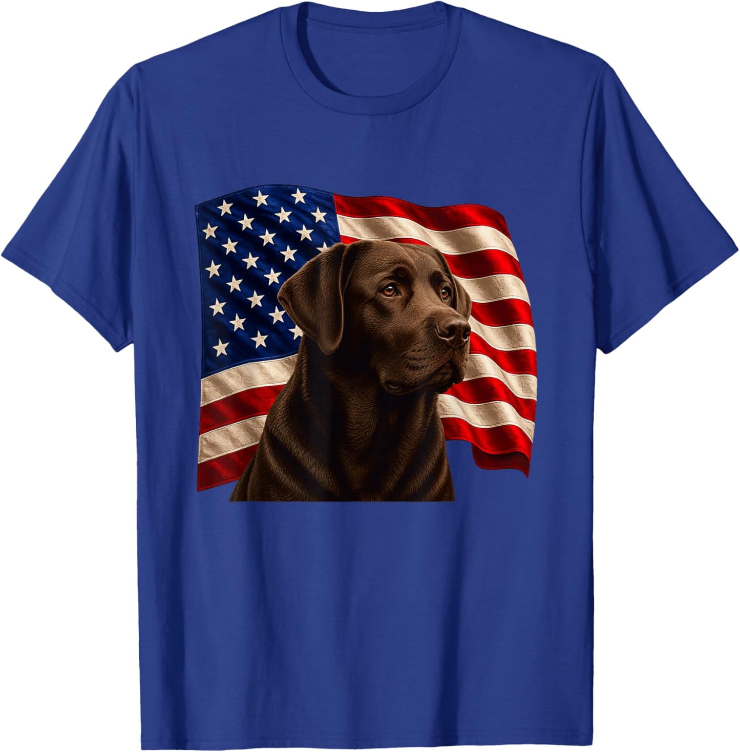 Chocolate Lab Patriotic 4th July USA Flag Chocolate Labrador T-Shirt - T-Shirt | Royal