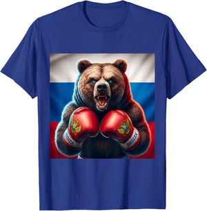 Proud Russian Bear Boxer Russia Kickboxer Boxing Kickboxing T-Shirt - T-Shirt | Royal