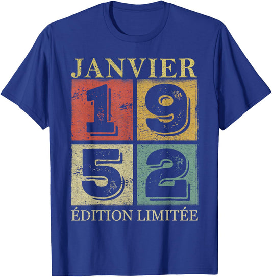 January 1952 74 Years Anniversary Gift Man January 1952 T-Shirt - T-Shirt | Royal